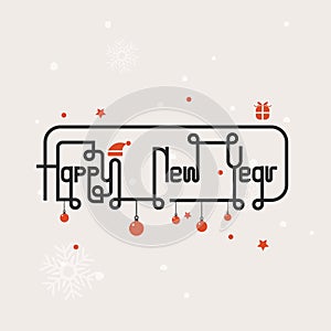 Happy new year lettering abstract background.Hand drawn Happy new