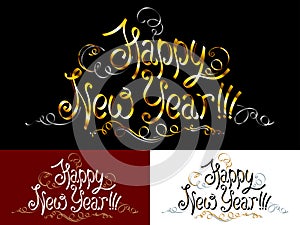 Happy New Year lettering inscription title phrase greeting words