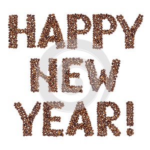 Happy New Year made of coffee beans