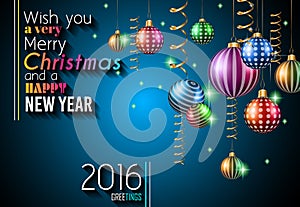 2016 Happy New Year and Merry Christmas Background