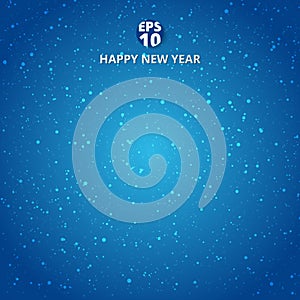 Happy new year and merry christmas on blue blurry vector background with snowflake.