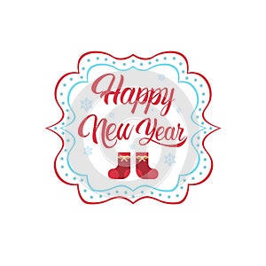 Happy New Year Merry Christmas Greeting Card Decoration Laber Web Icon