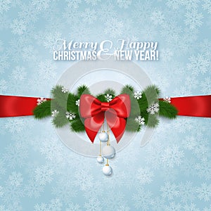 Happy New Year and Merry Christmas Greeting Card Design