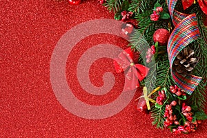 Happy New Year and Merry Christmas. New Year red background