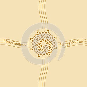 Happy New Year and Merry Christmas. A snowflake template for a holiday card, banner, poster or invitation