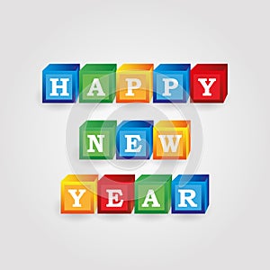 Happy new year message from color bricks with numbers eps10