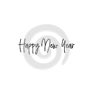Happy New Year.Modern brush Hand drawn vintage Vector text Thank you on white background. Calligraphy lettering illustration