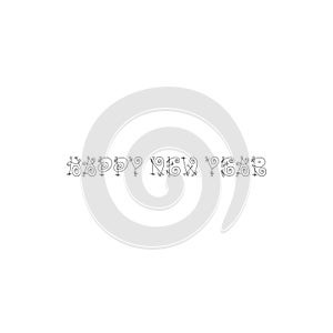 Happy New Year.Modern brush Hand drawn vintage Vector text Thank you on white background. Calligraphy lettering illustration