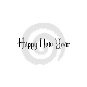 Happy New Year.Modern brush Hand drawn vintage Vector text Thank you on white background. Calligraphy lettering illustration