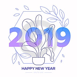 Happy New Year - modern line design style illustration