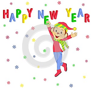 Happy New Year.monkey and letter