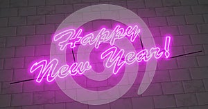Happy New Year neon sign to celebrate a festive event occasion - 4k