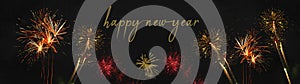 HAPPY NEW YEAR / NEW YEAR`S EVE 2023 Silvester Party Celebration background banner panorama long greeting card - Golden red