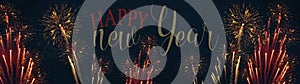 HAPPY NEW YEAR / NEW YEAR`S EVE 2023 Silvester Party Celebration background banner panorama long greeting card - Golden red