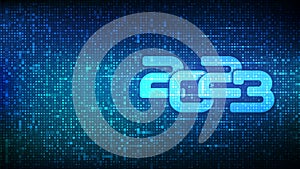 Happy New 2023 Year. Numbers 2023 made with binary code. Digital binary data and streaming digital code background. Matrix