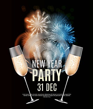 Happy New Year Party 31 December Poster Vector Illustration