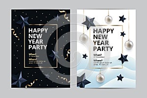 Happy New Year party flyers, cards, invitations