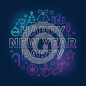 Happy New Year Party round bright vector concept illustration