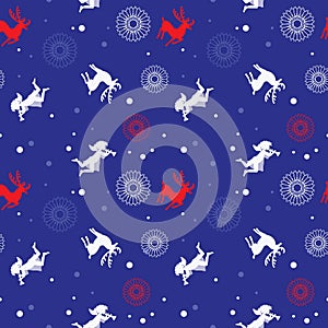 Happy New Year on pattern with deer photo