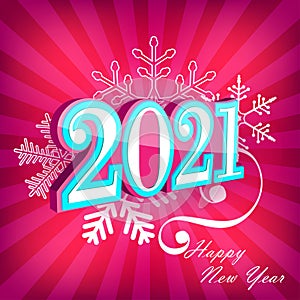 Happy New Year Poster with 3d 2021 Text