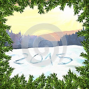 Happy New Year 2015 raster illustration