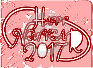 Happy new year 2017 in red background