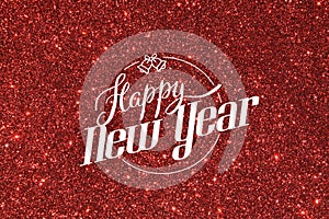Happy New Year on Red glitter background