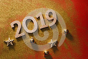 Happy New Year`s layout. numbers 2019 notepad and free space for