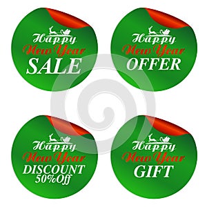 Happy New Year sale stickers set