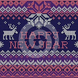 Happy New Year: Scandinavian style seamless knitted pattern