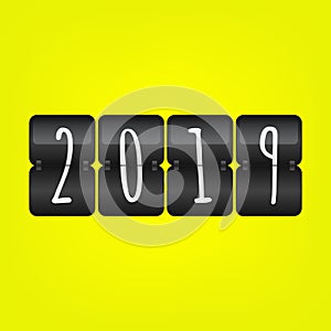 2019 Happy New Year scoreboard vector illustration. Flip symbol