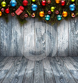 2017 Happy New Year seasonal background with Christmas baubles
