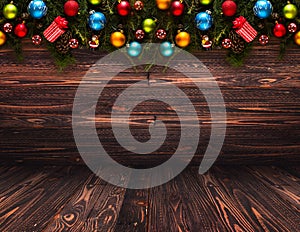 2017 Happy New Year seasonal background with Christmas baubles