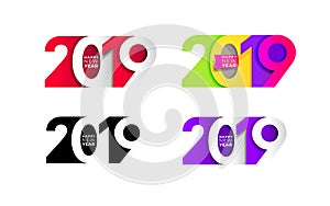 Happy New Year. Set of 2019 number text design typography patter