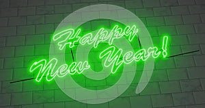 Happy New Year sign in neon to celebrate a festive event occasion - 4k