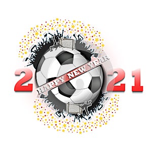 Happy new year 2021 and soccer ball