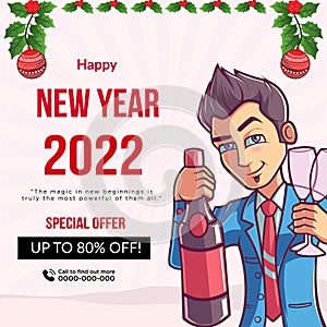 Happy new year special offer sale banner design