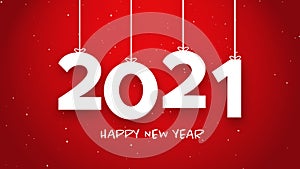 Happy New Year 2021 string red background