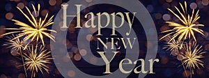 HAPPY NEW YEAR - Sylvester, New Year\'s Eve 2023 Party, New year, Firework celebration background banner panorama long