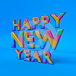 Happy New year text 3d rendering