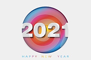 Happy New Year 2021 text design. Vector greeting illustration. Card in paper style for your seasonal holidays flyers