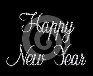 Happy New Year text with diamond. Vector