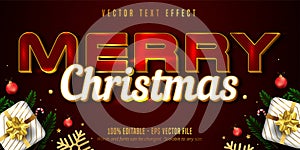 Happy new year text, red color style editable text effect