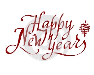 Happy new year text vector on white background. Lettering for invitation, wedding and greeting card, prints and posters. Hand draw