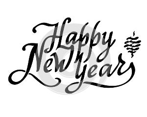 Happy new year text vector on white background. Lettering for invitation, wedding and greeting card, prints and posters. Hand draw