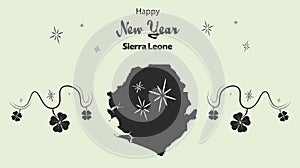 Happy New Year theme with map of Sierra Leone