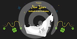 Happy New Year theme with map of United Arab Emirat