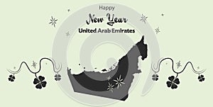 Happy New Year theme with map of United Arab Emirat