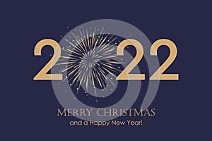 happy new year 2022 typography with firework background
