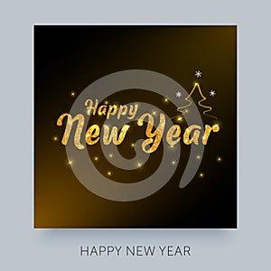 Happy New Year typography lettering. Cretaive greeting card design.